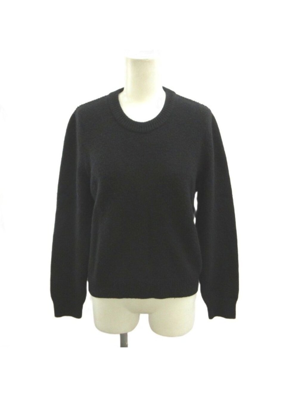 Celine Cashmere Knit Sweater Black Crew Neck Long Sleeve XS